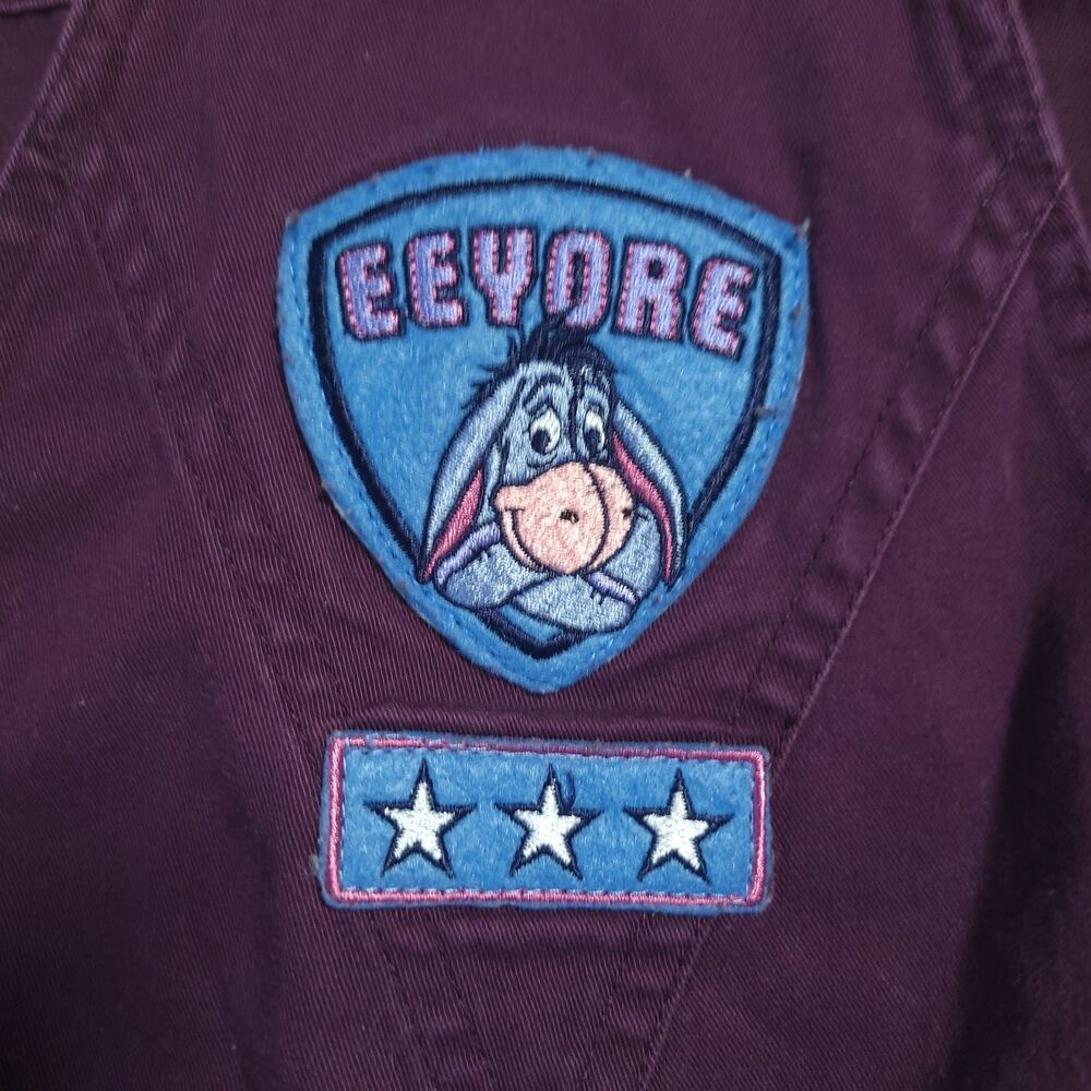 VINTAGE Disney Eeyore Bib Overall Denim Pants Size XL Purple Winnie the Pooh 90s - Picture 3 of 14